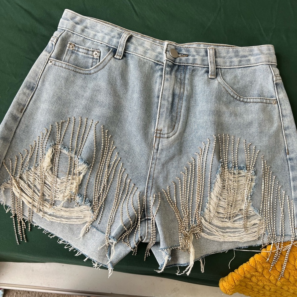 Distressed Denim Shorts